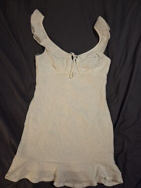 City Triangles Womens Cream Ruffle Strap Mini Dress Size Medium